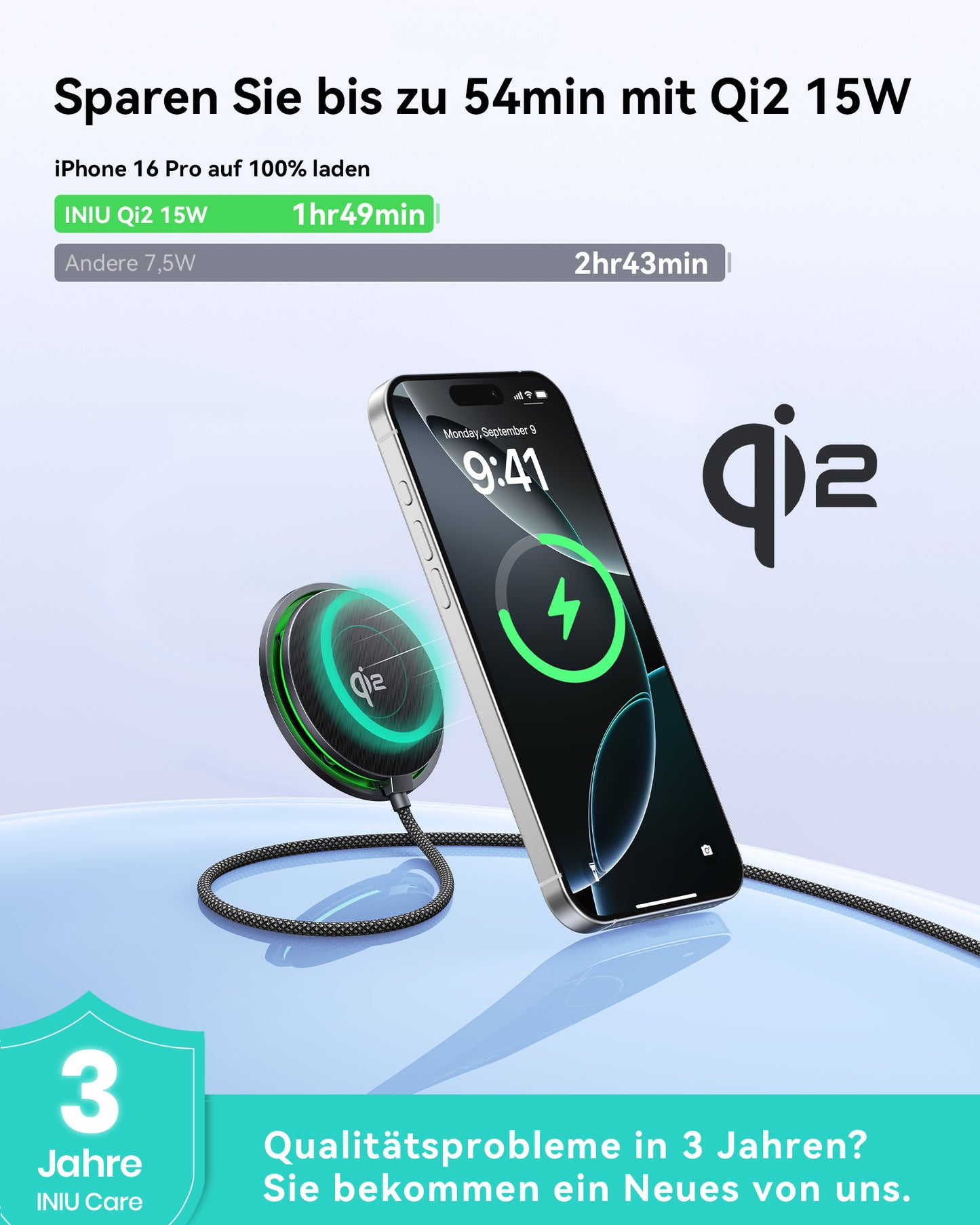 INIU W11-E1 Qi2 15W Magnetic LED Wireless Charger