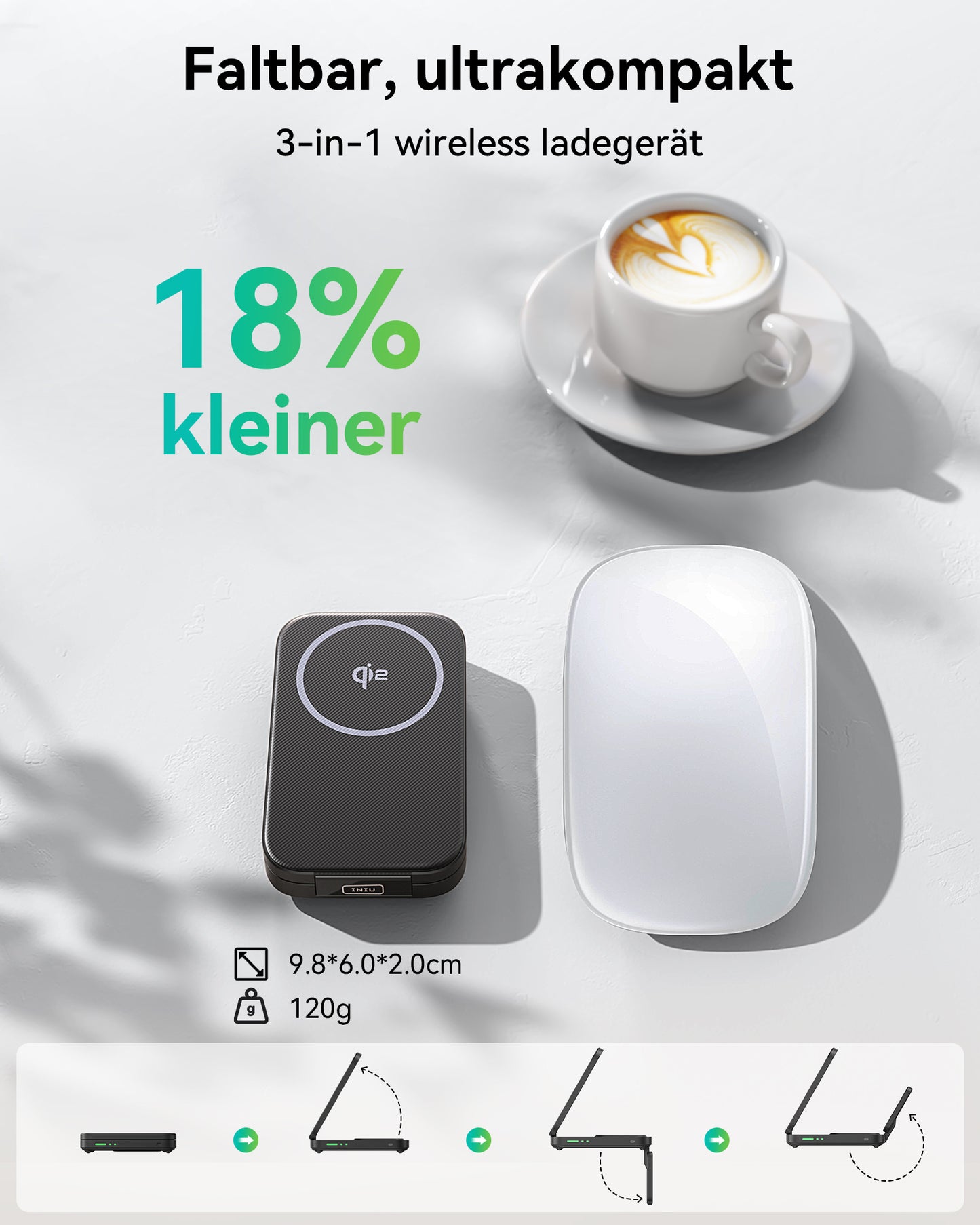 INIU SnapGo W31-E1 Qi2 15W 3 in 1 Magnetic Foldable Wireless Charger