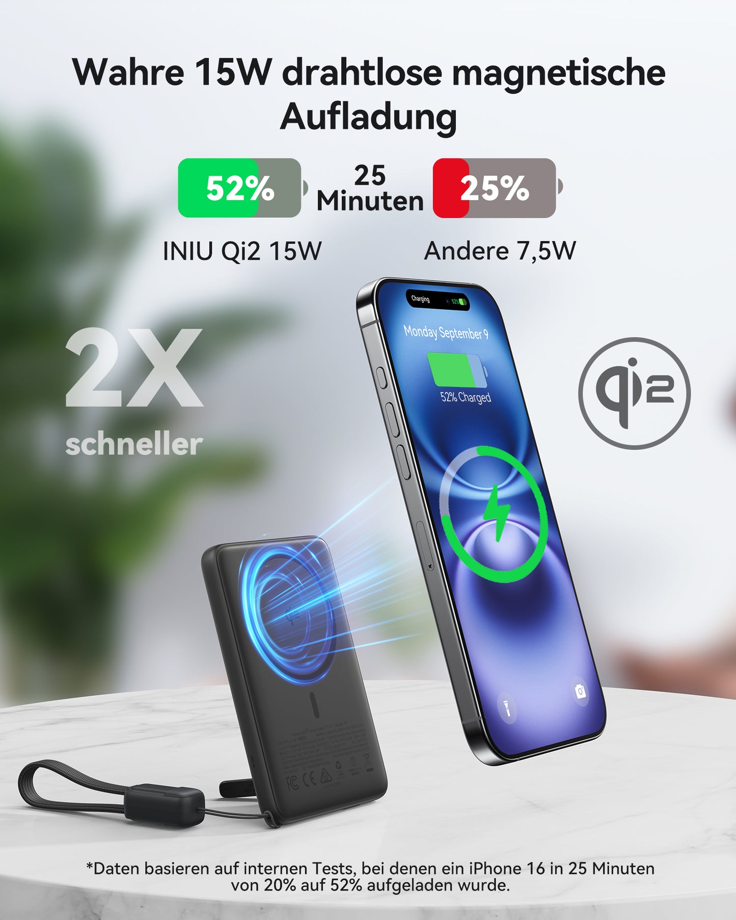 INIU SnapGo P71-E1 Power Bank Magsafe Qi2 15W Schlankste 5.000mAh