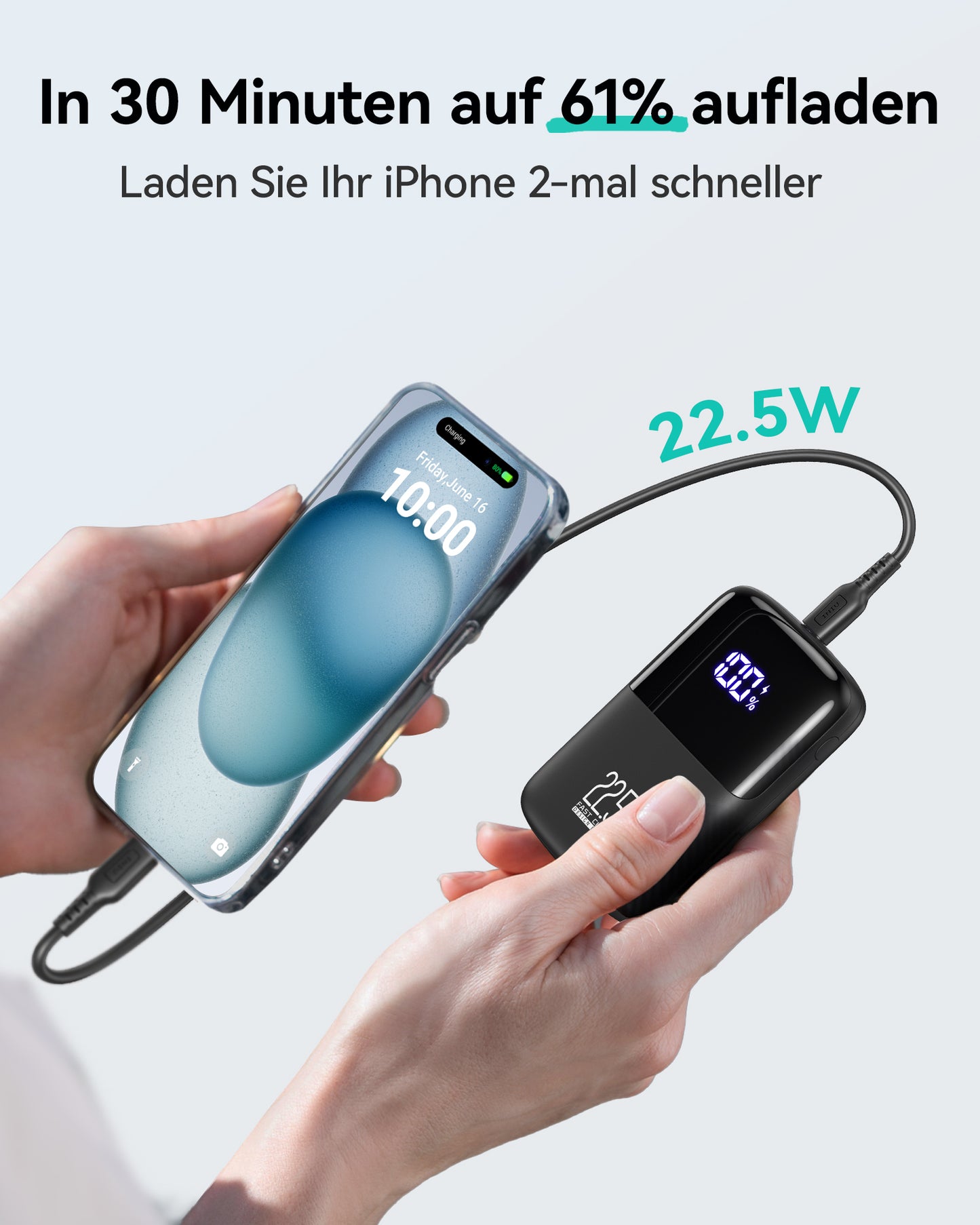 INIU B61 Power Bank 10000mAh, 3-Port Design