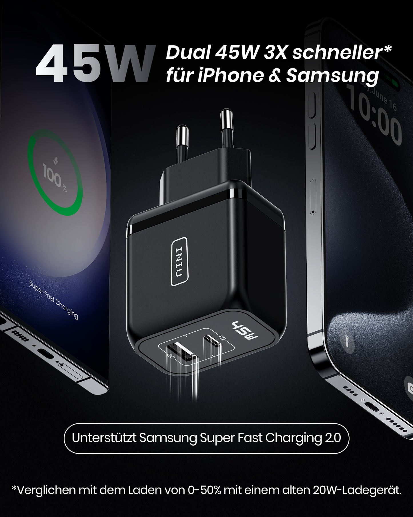 INIU I623 2-Port 45W Super-Schnellladegerät