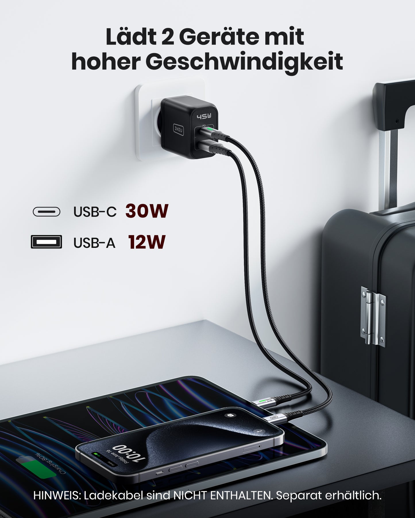 INIU I623 2-Port 45W Super-Schnellladegerät