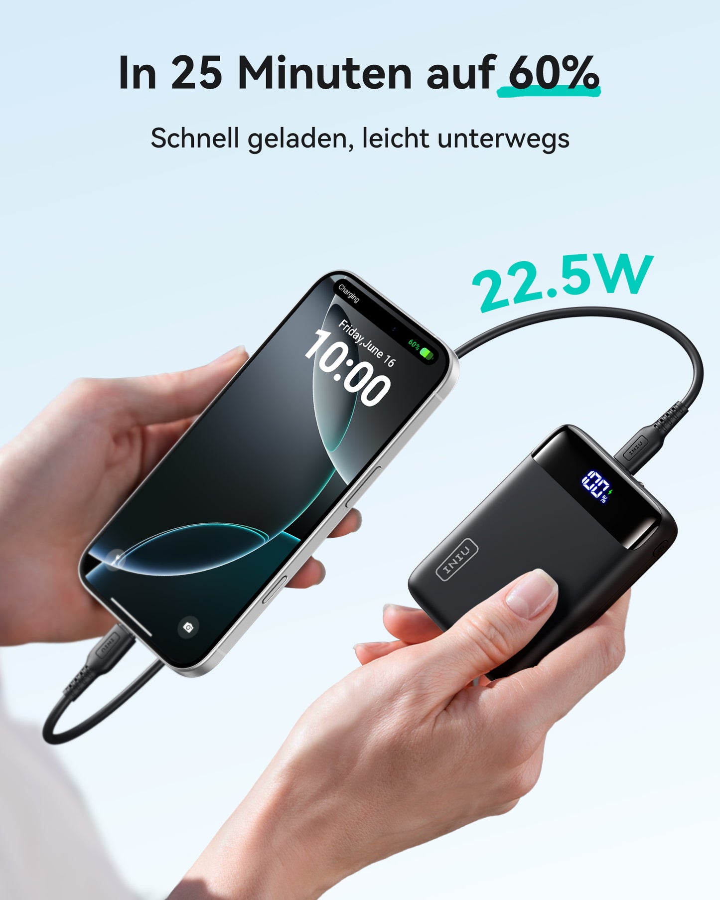 INIU Carry P51-E2 Power Bank 22,5 W, kleinste 20000 mAh