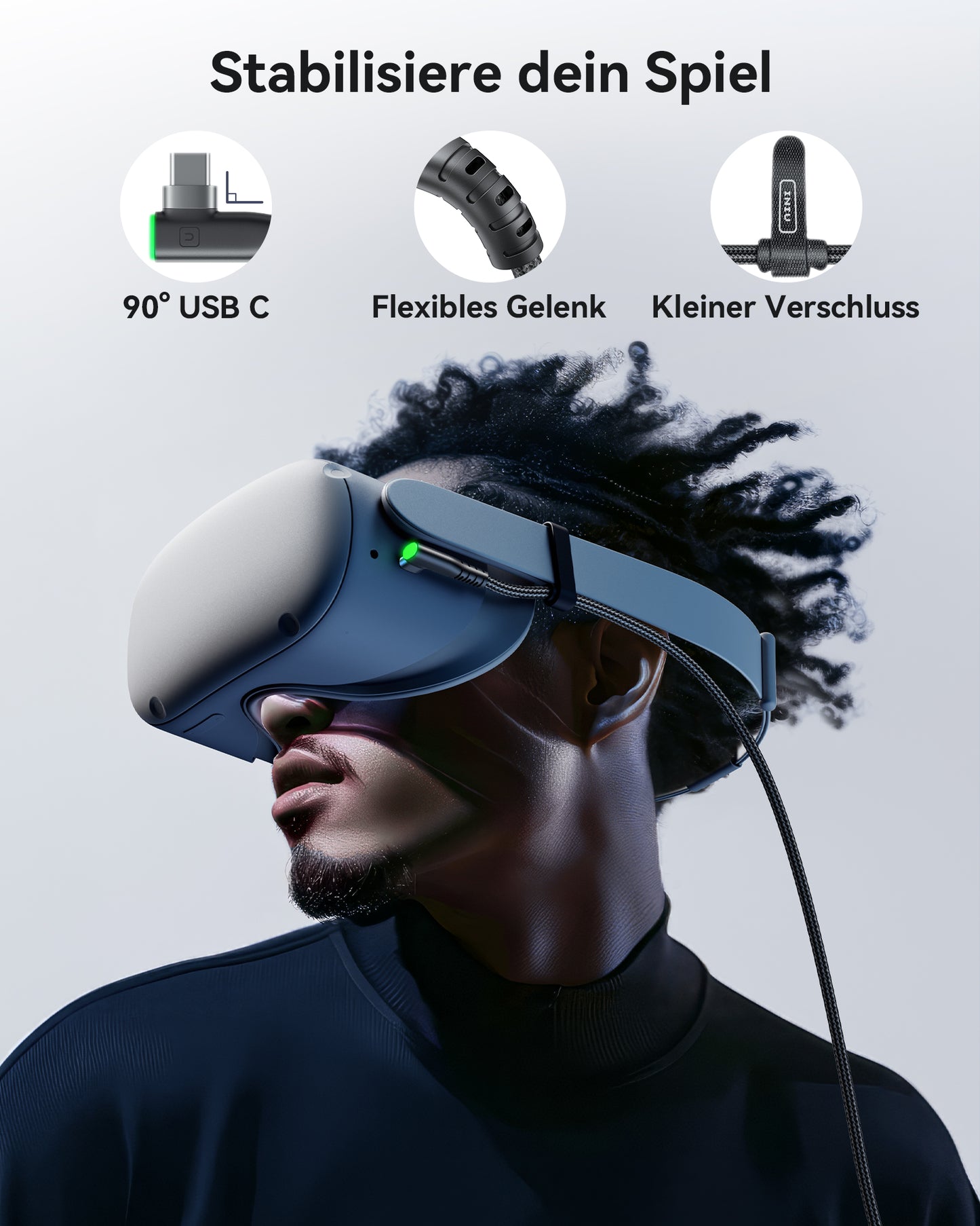 INIU DI401 16FT VR High Speed Transfer Link Cable with Separate Charging Port for Ultra-Durable Power