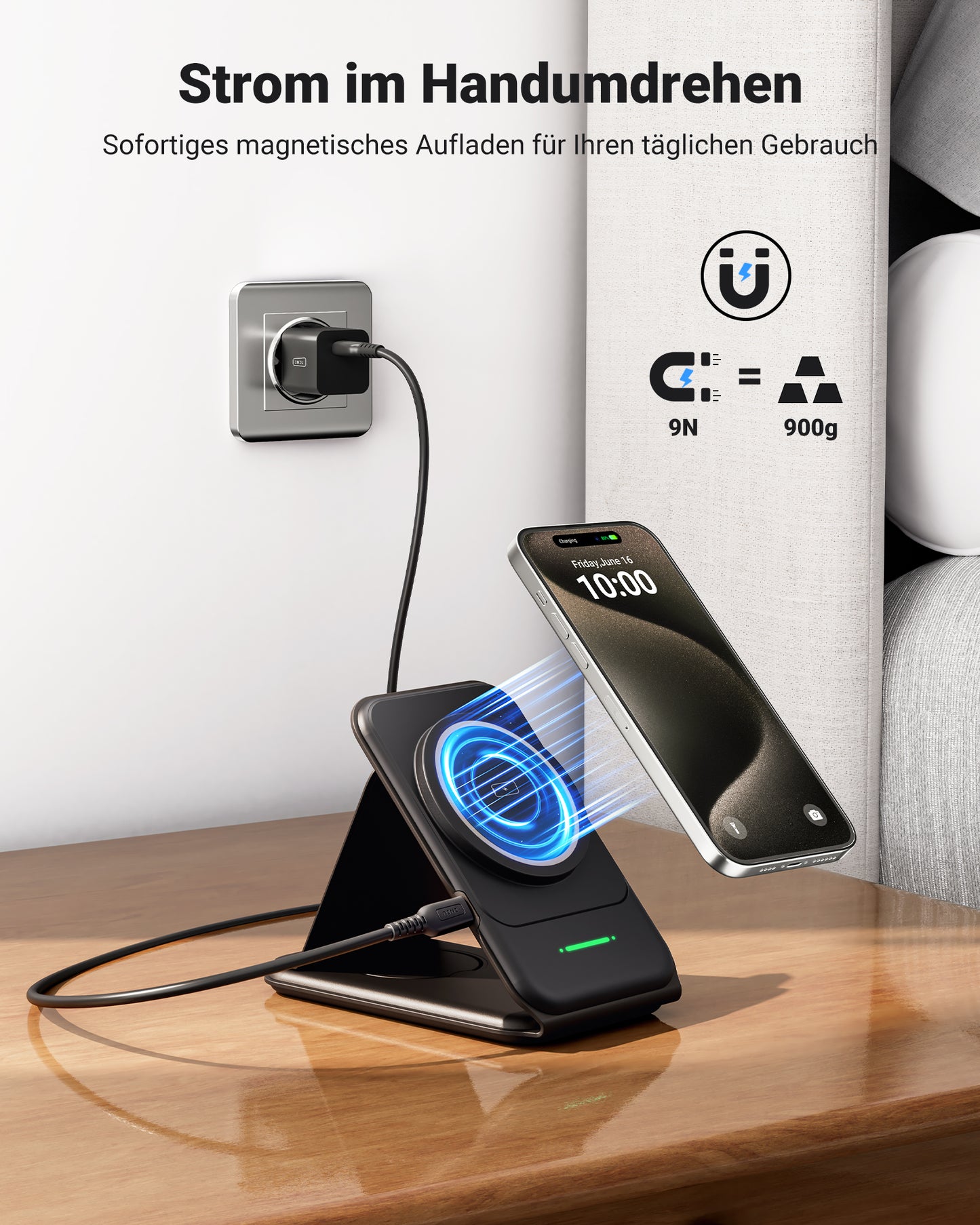 INIU SnapGo WI222 3 in 1 Wireless Charging Pad & Stand, 15W Magnetic Multifunction