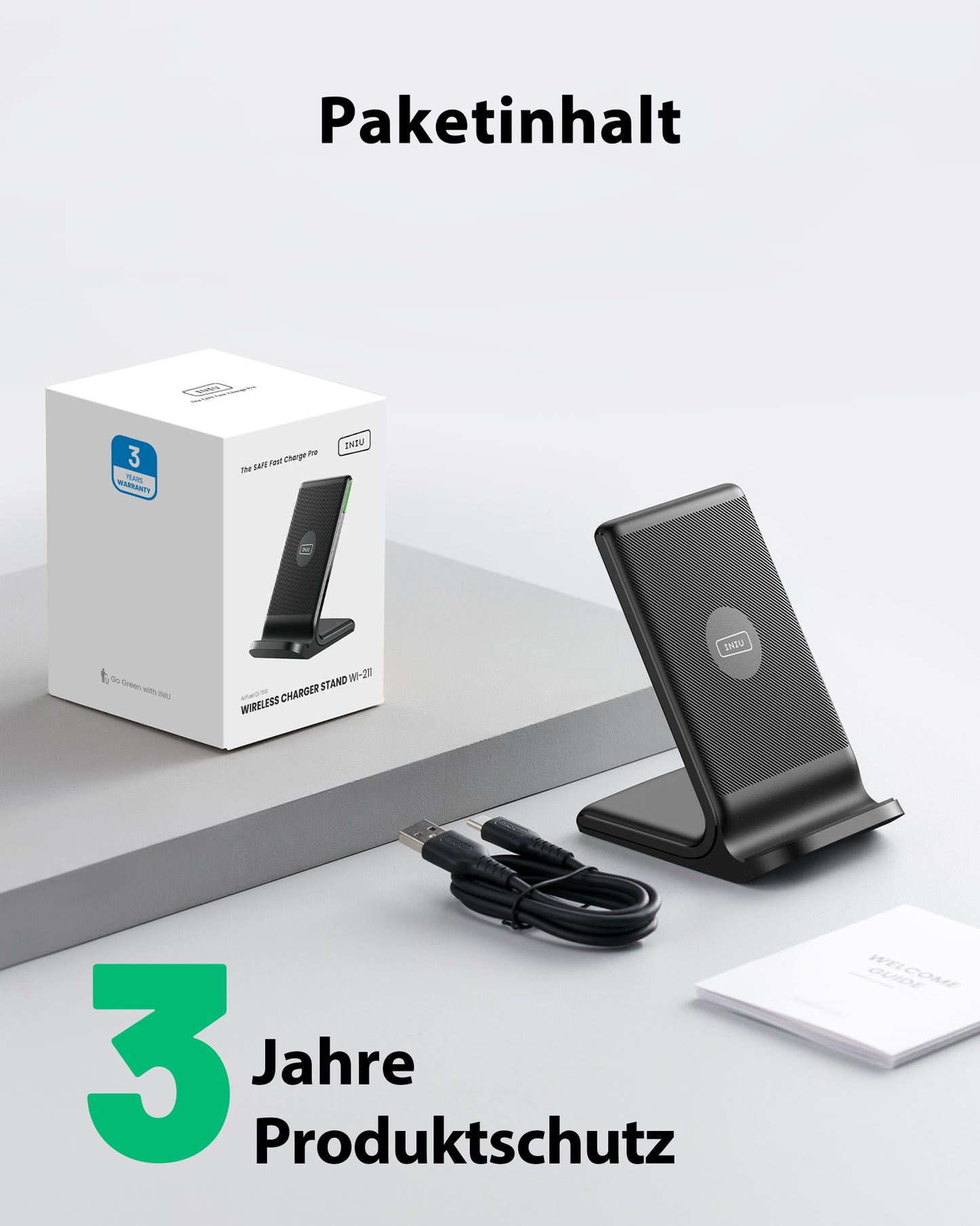 INIU I211 15W Qi-Certified Wireless Charger with Sleep-Friendly Adaptive Light