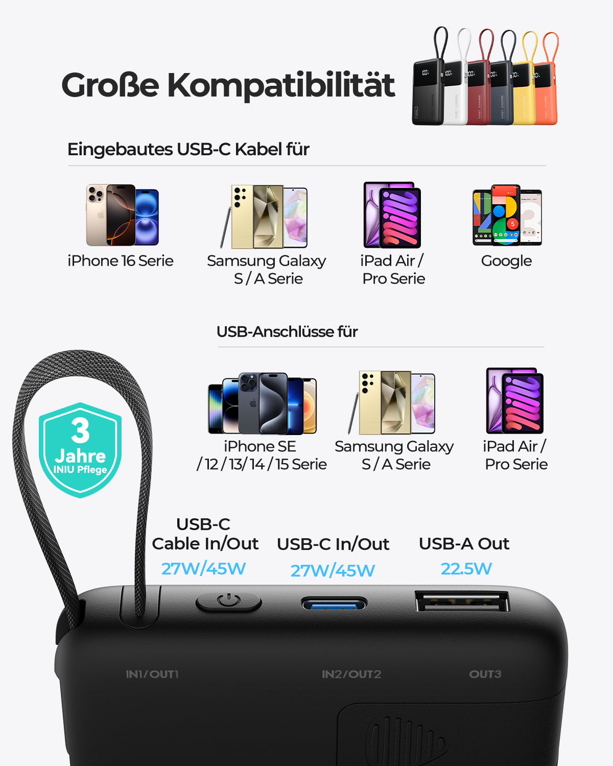 INIU Carry P55L-E2 Power Bank 45W 10000mAh