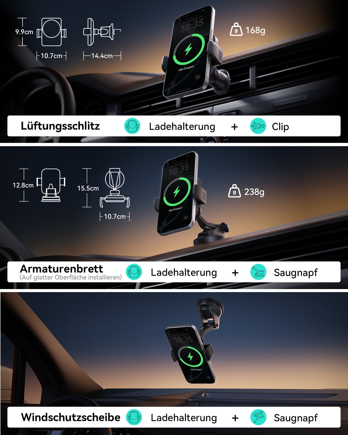 INIU SnapGo V11-E1 Qi2 15W Magnetic Wireless Car Charger Mount