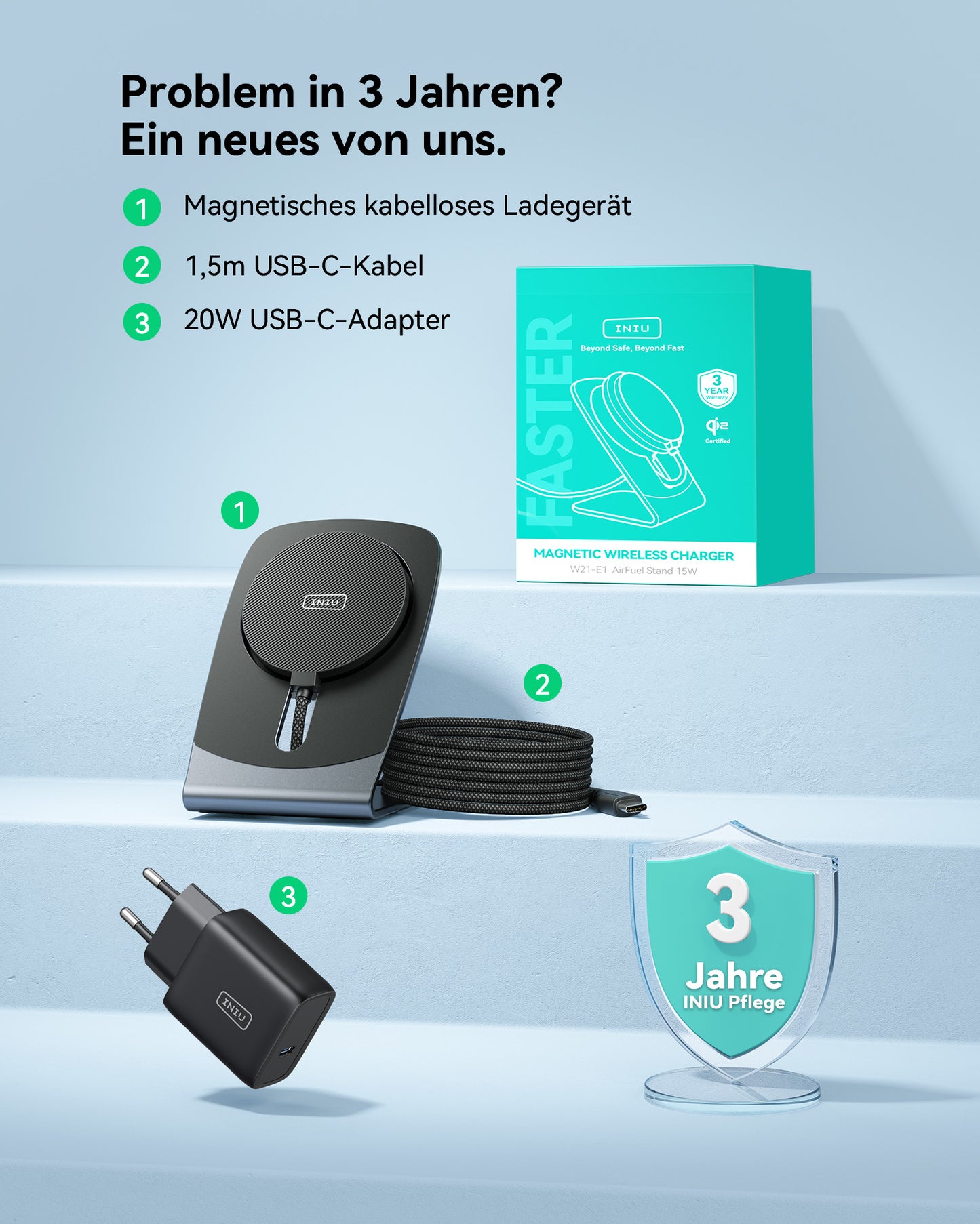 INIU W21-E1 Qi2 15W Magnetic Wireless Charger