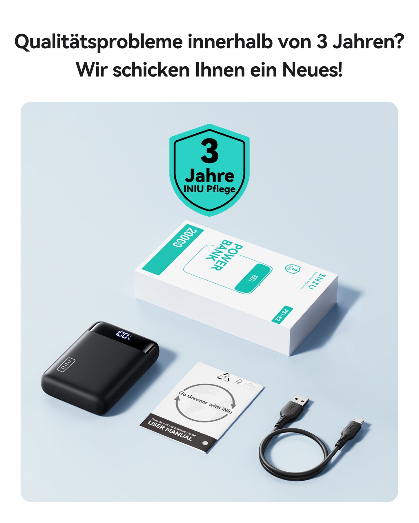 INIU Carry P51-E2 Power Bank 22,5 W, kleinste 20000 mAh