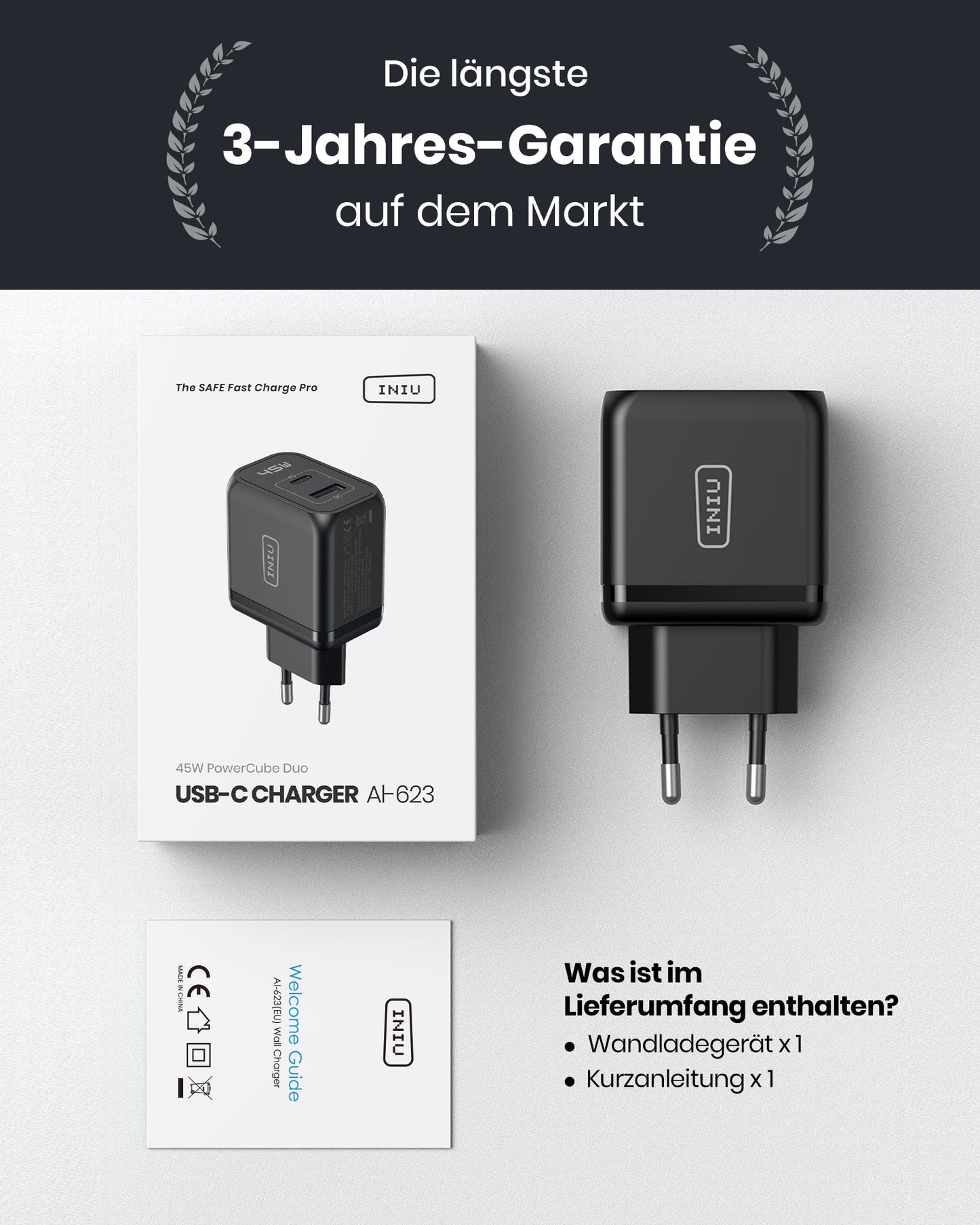 INIU I623 2-Port 45W Super-Schnellladegerät