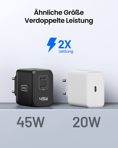 INIU I622 Dual Port USB-C GaN Schnellladegerät 45W