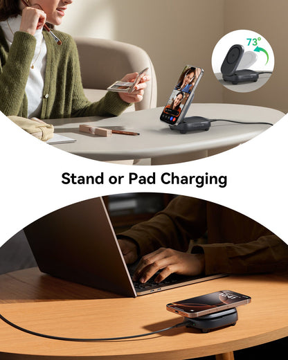 INIU WM211 Wireless Charger, Qi2, foldable stand & pad, fast charging, iPhone