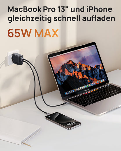 INIU I624 65W Dual Ports Wand ladegerät, GaN Material