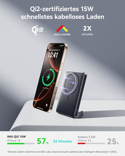 INIU SnapGo P73-E1 Kabellose Powerbank Qi2 15W 10000mAh