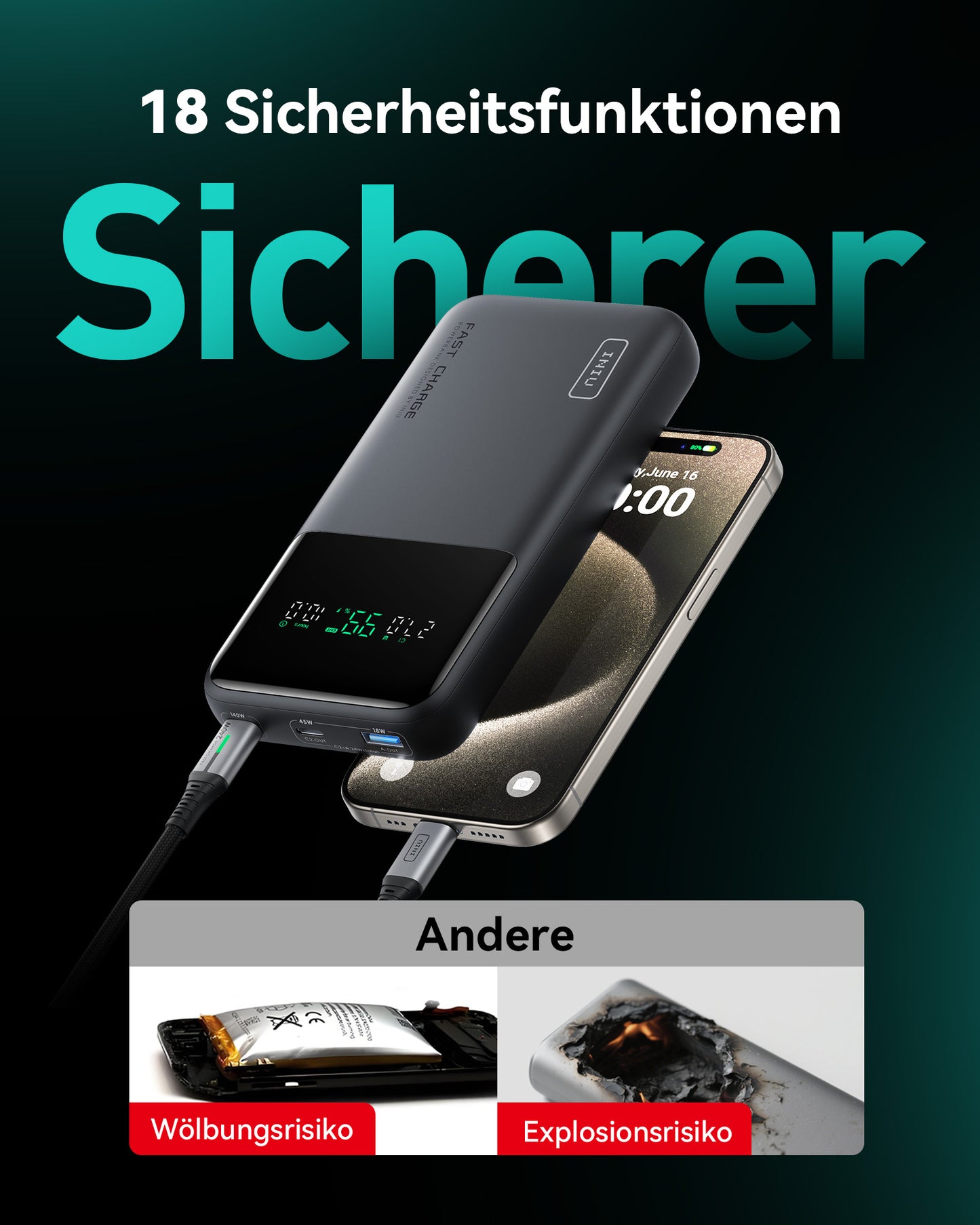 INIU Cougar P64-E1 Power Bank Schnellste 140W 25000mAh