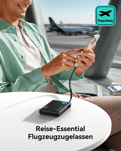 INIU Pawsible P41L-E2 Power Bank mit eingebautem Kabel, schlankeste 45 W, 10.000 mAh