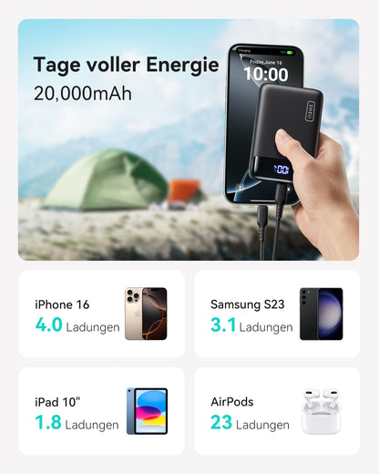 INIU Carry P51-E2 Power Bank 22,5 W, kleinste 20000 mAh