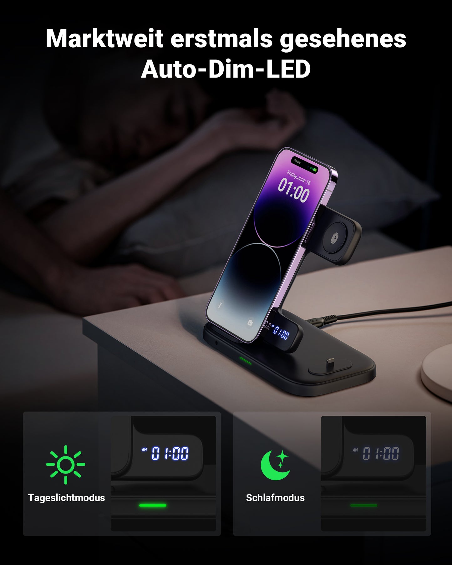 INIU I220 Qi-Certified 3 In 1 Fast Wireless Charger