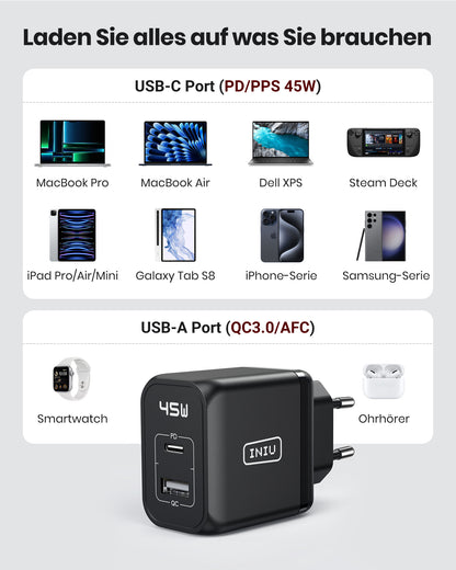 INIU I623 2-Port 45W Super-Schnellladegerät