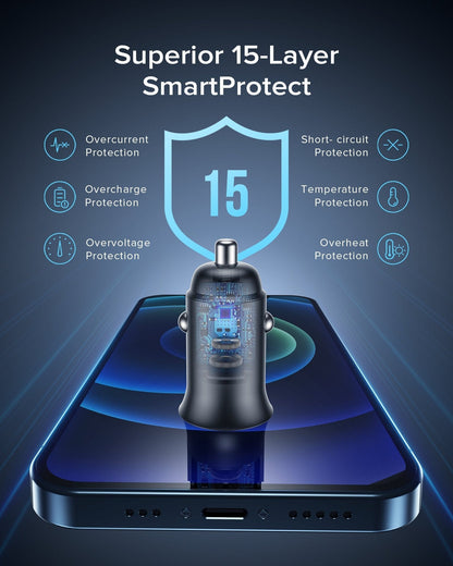 INIU I710 Car Charger with SmartProtect: Fast & Safe Charging for iPhone & Android