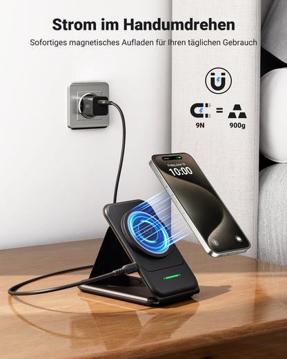 INIU SnapGo WI222 3 in 1 Wireless Charging Pad & Stand, 15W Magnetic Multifunction