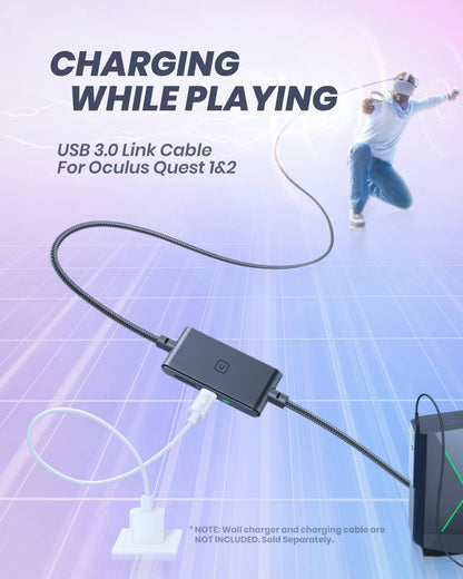 INIU DI401 VR Link Cable, charging cable for Oculus Quest 1&2, USB 3.0, black braided.
