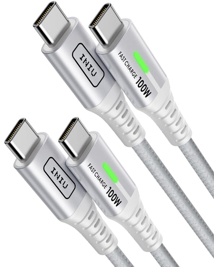 INIU D5CC 100W USB C Cable: fast charging, black with green indicator for iPhone & MacBook