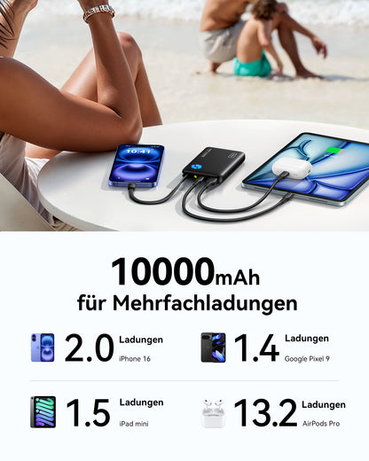 INIU Pawsible P41L-E2 Power Bank mit eingebautem Kabel, schlankeste 45 W, 10.000 mAh