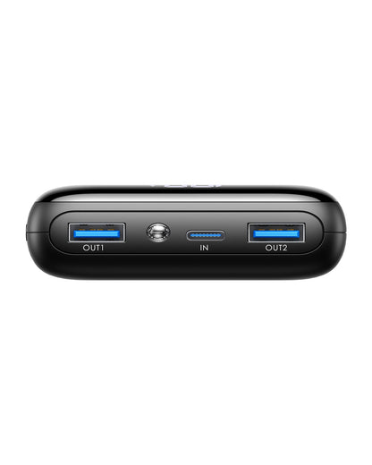 INIU B5 20,000mAh Power Bank: Black, USB-A & USB-C ports for fast charging portable devices.