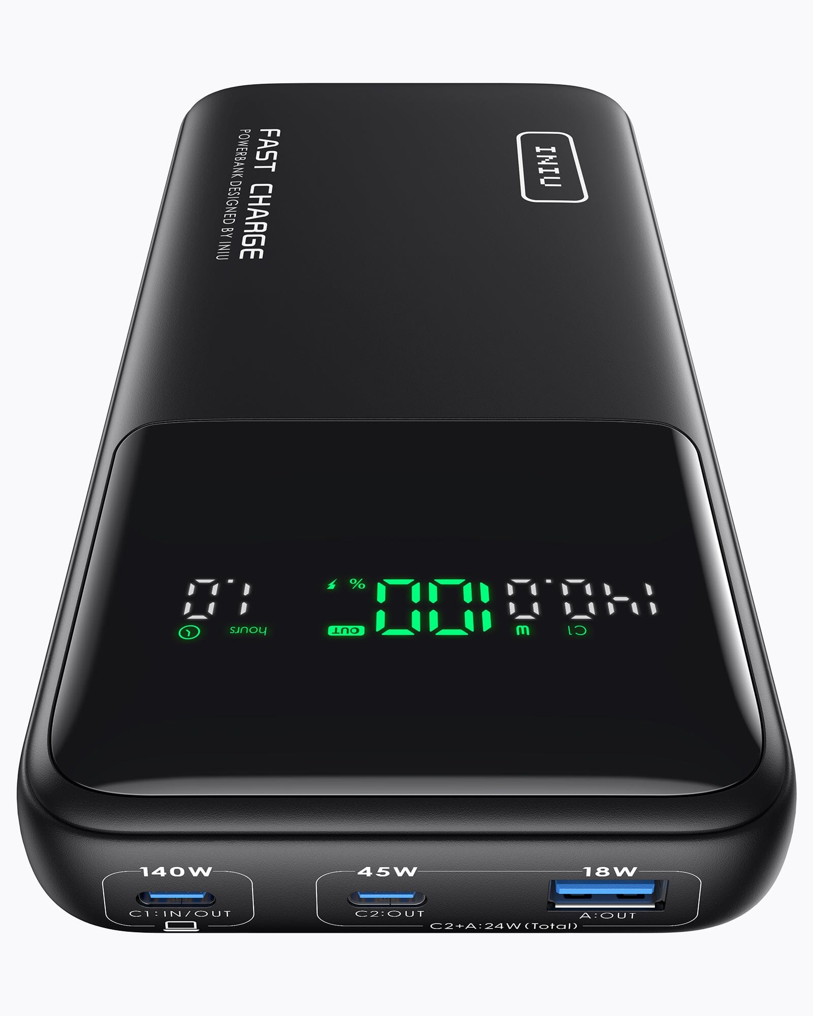 INIU B64 Power Bank - Black, 140W Fast Charging with Digital Display