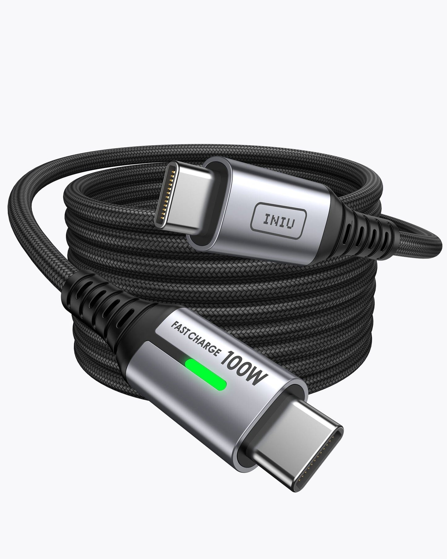 INIU D5CC 100W USB C to USB C Cable, Black braided cable for fast charging