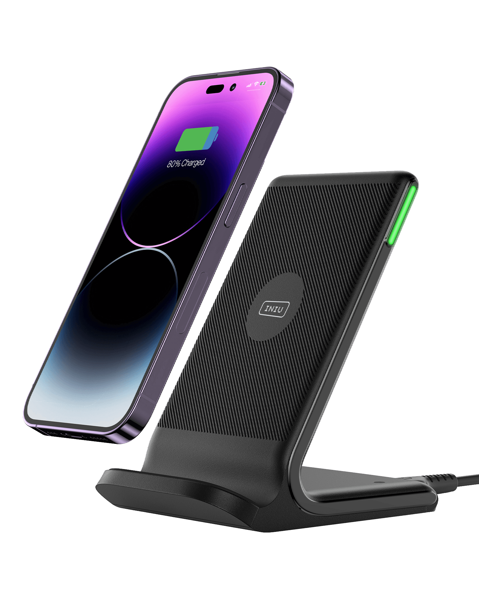 INIU I211 Wireless Charger, black wireless charger with phone charging to 80%, fast wireless charging solution