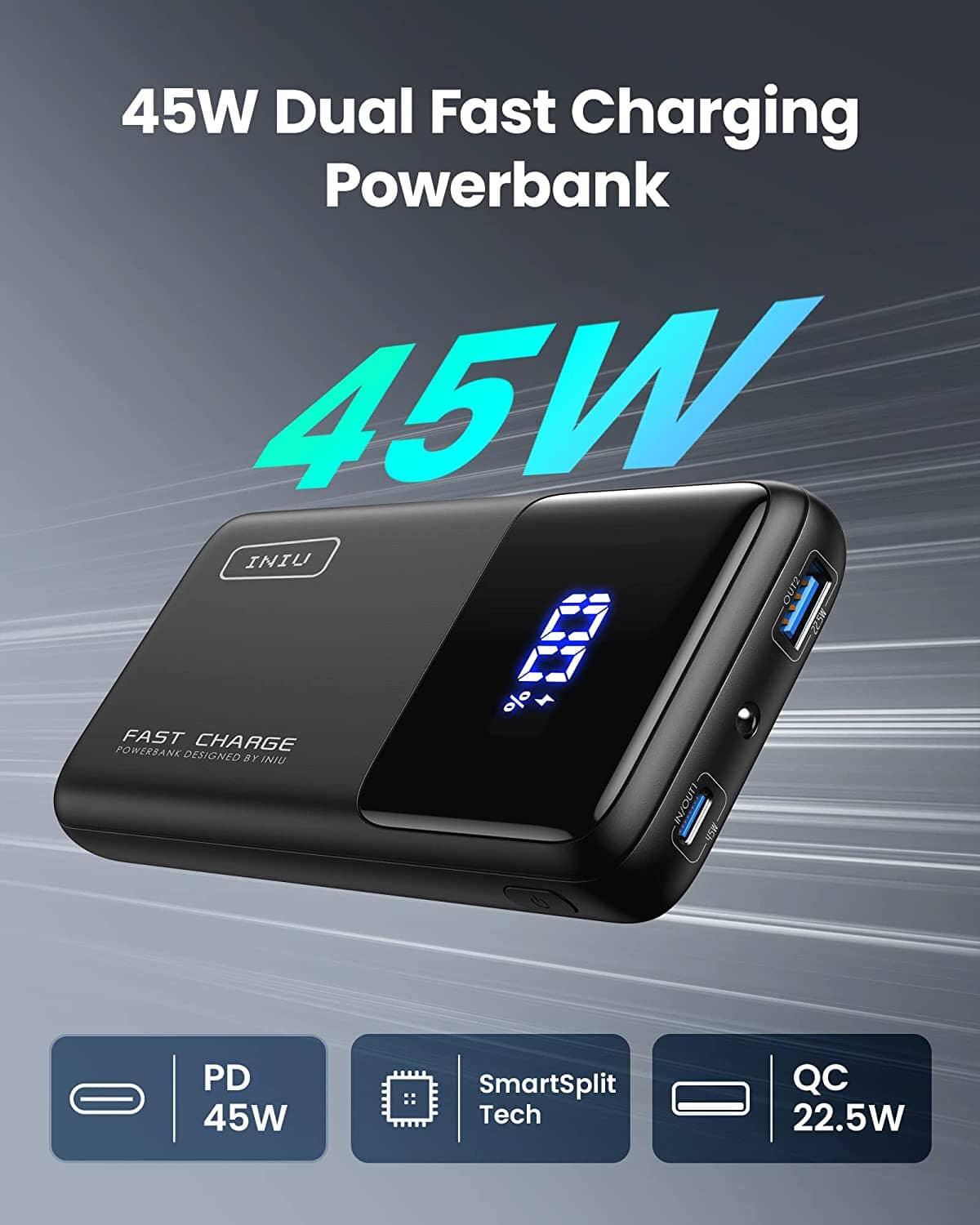 INIU B62 Power Bank 2-Port 15000mAh, 3X Faster - INIU Official EU
