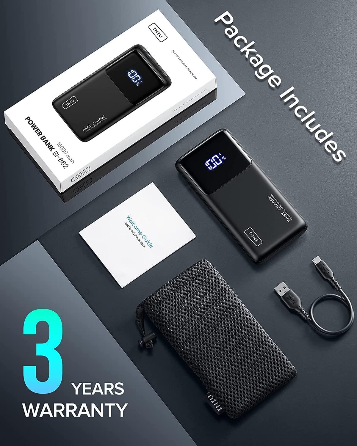 INIU B62 Power Bank 2-Port 15000mAh, 3X Faster - INIU Official EU